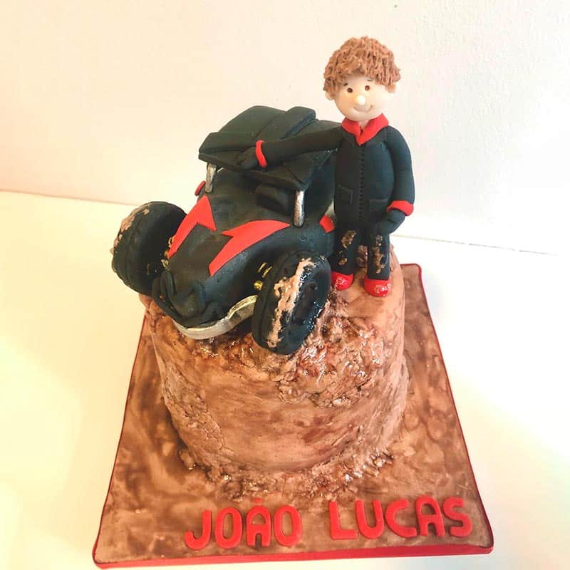 Rally Cake - cake designer birthday sports hobbies fondant decorated top lettering mud jeep figurine mud on wheels special party